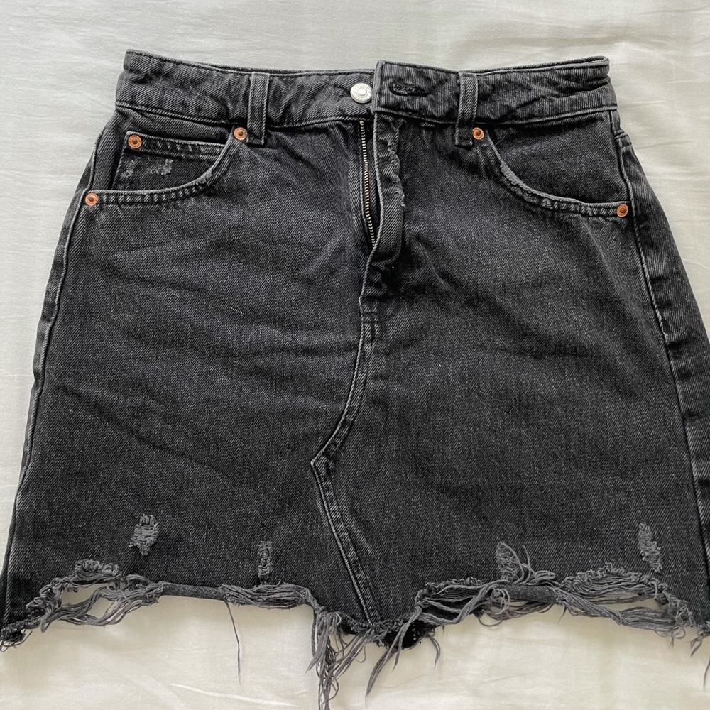 Topshop black denim skirt